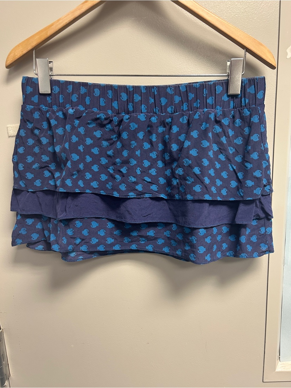 Marc by Marc Jacobs Blue Layered Mini Skirt with Teal Fish Print